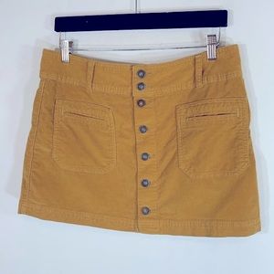 Free People We The Free Corduroy Button Up Women’s Size 30 Yellow Mini Skirt